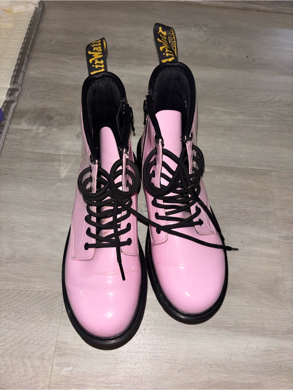 Dr. Martens Pink Lace-Up Combat Boots with Black Soles